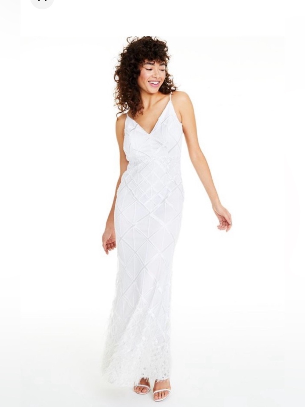 Guess White Sequined Lattice Slip Maxi Dress Sz 4